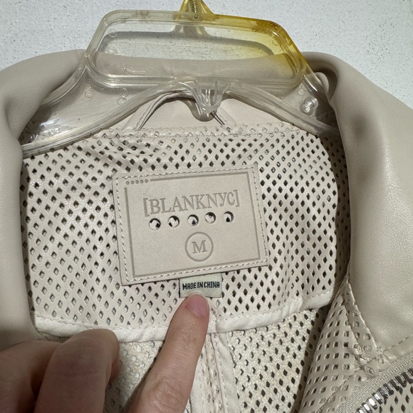 Anthropologie Blank NYC Imelda Vegan Leather Jacket Size M Moto Perforated Fall - Picture 3 of 4